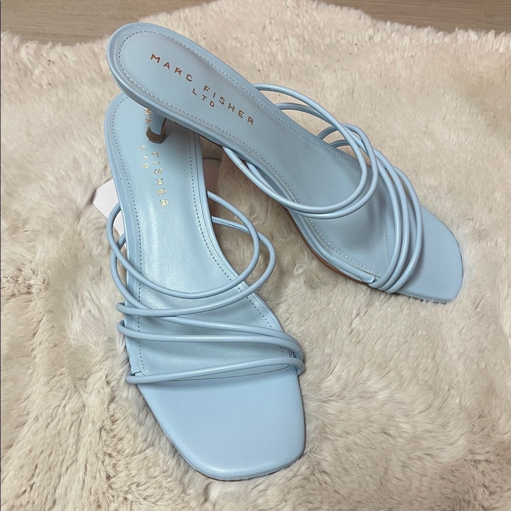 Marc Fisher Light Blue Strappy Kitten Heel Sandal - Picture 5 of 8